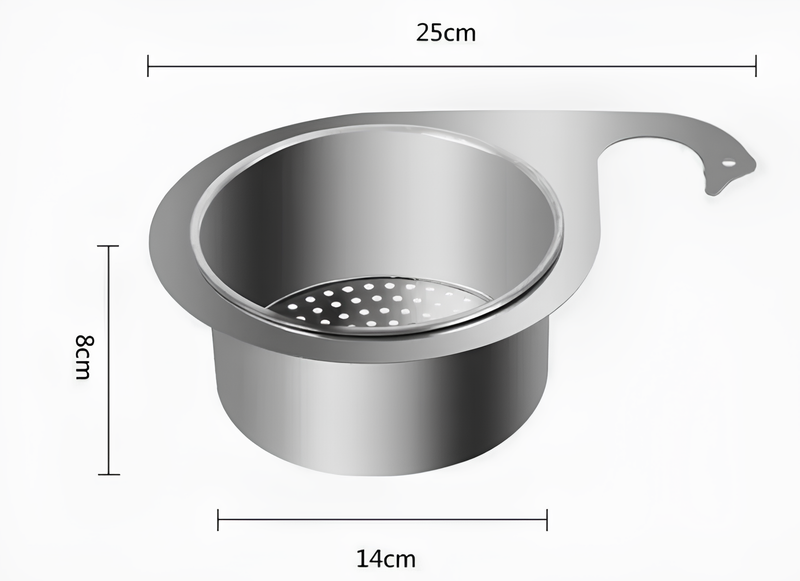 Cesto de drenagem de aço inoxidável para pia de cozinha