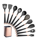 10-Piece Silicone Kitchen Utensil Set with Rose Organizer