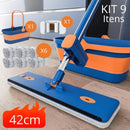 Mop de Limpeza Flat Slim 360º + Balde Dobrável