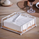 Porta-Guardanapo de Mesa Inox Madeira Luxo Moderno