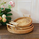 Luxury Wicker Decorative Tray with Handles