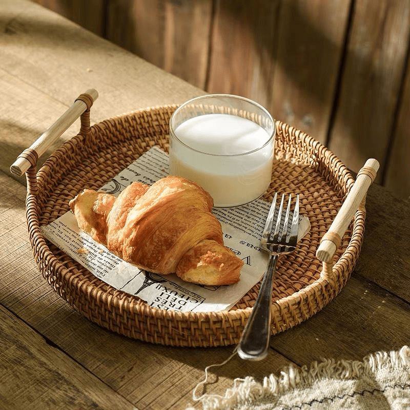 Luxury Wicker Decorative Tray with Handles