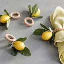 Lemon-patterned Napkin Ring Set - 6/12 pieces