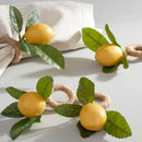 Lemon-patterned Napkin Ring Set - 6/12 pieces