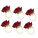 Red Rose Napkin Ring Set – 6 Pieces