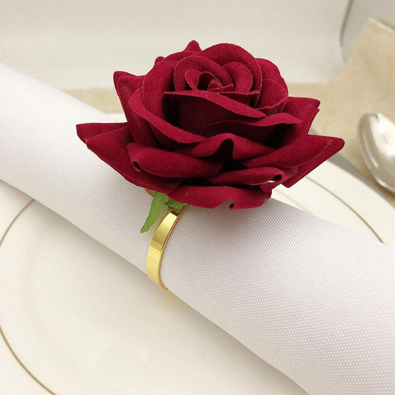 Red Rose Napkin Ring Set – 6 Pieces