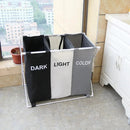 Large Laundry Basket with Three Foldable Compartments