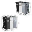 Large Laundry Basket with Three Foldable Compartments