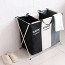 Large Laundry Basket with Three Foldable Compartments