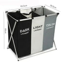 Large Laundry Basket with Three Foldable Compartments