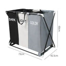 Large Laundry Basket with Three Foldable Compartments