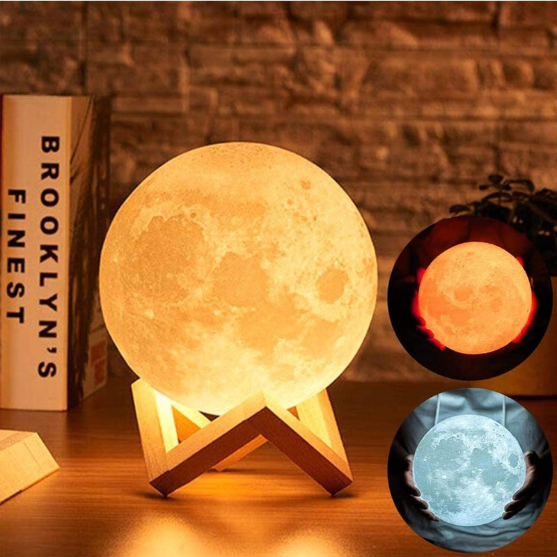 3D Full Moon Lamp LED Night Light USB RGB Decor