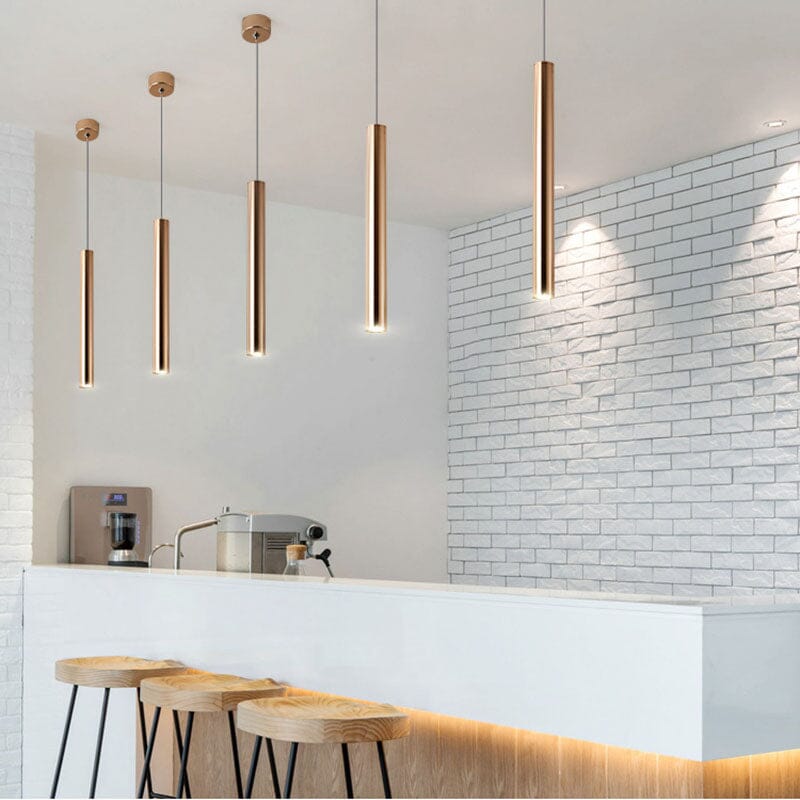 Luminária Pendente Moderna de Tubo Metálico