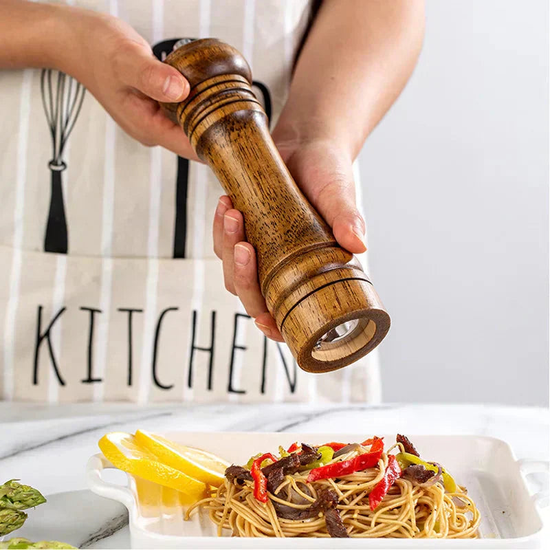 Pepper Grinder + Solid Wood Salt Shaker