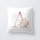 Pink Letter Decorative Pillow Cover with Floral Print