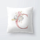 Pink Letter Decorative Pillow Cover with Floral Print