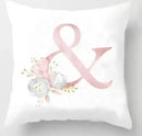 Pink Letter Decorative Pillow Cover with Floral Print