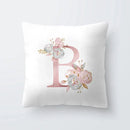 Pink Letter Decorative Pillow Cover with Floral Print