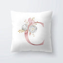 Pink Letter Decorative Pillow Cover with Floral Print