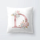 Pink Letter Decorative Pillow Cover with Floral Print