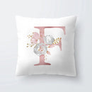 Pink Letter Decorative Pillow Cover with Floral Print