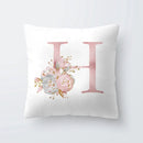 Pink Letter Decorative Pillow Cover with Floral Print