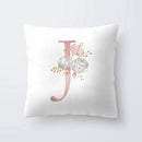 Pink Letter Decorative Pillow Cover with Floral Print