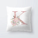 Pink Letter Decorative Pillow Cover with Floral Print