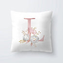 Pink Letter Decorative Pillow Cover with Floral Print