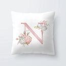 Pink Letter Decorative Pillow Cover with Floral Print