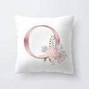 Pink Letter Decorative Pillow Cover with Floral Print
