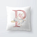 Pink Letter Decorative Pillow Cover with Floral Print