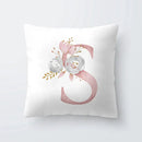 Pink Letter Decorative Pillow Cover with Floral Print