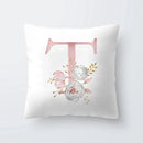 Pink Letter Decorative Pillow Cover with Floral Print