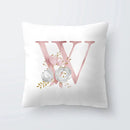 Pink Letter Decorative Pillow Cover with Floral Print