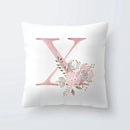 Pink Letter Decorative Pillow Cover with Floral Print