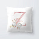 Pink Letter Decorative Pillow Cover with Floral Print