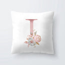Pink Letter Decorative Pillow Cover with Floral Print