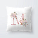 Pink Letter Decorative Pillow Cover with Floral Print