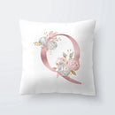 Pink Letter Decorative Pillow Cover with Floral Print