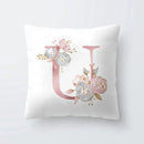 Pink Letter Decorative Pillow Cover with Floral Print