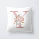 Pink Letter Decorative Pillow Cover with Floral Print