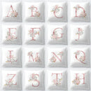 Pink Letter Decorative Pillow Cover with Floral Print