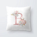 Pink Letter Decorative Pillow Cover with Floral Print