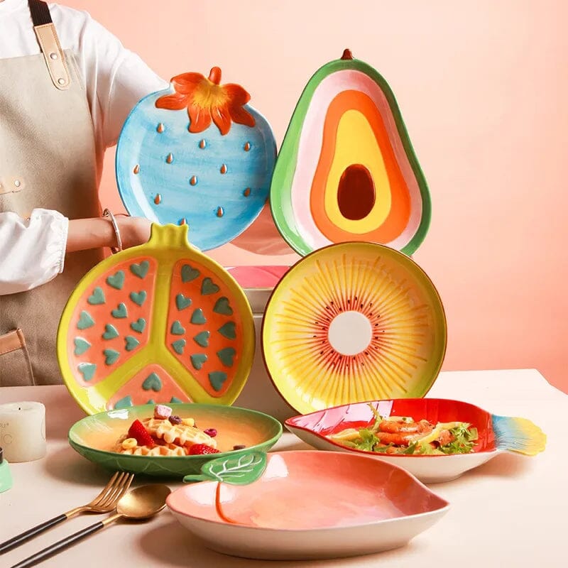 Prato Decorado em Cerâmica Frutas