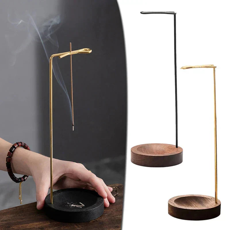Ornamental Incense Holder with Metal and Wood Design