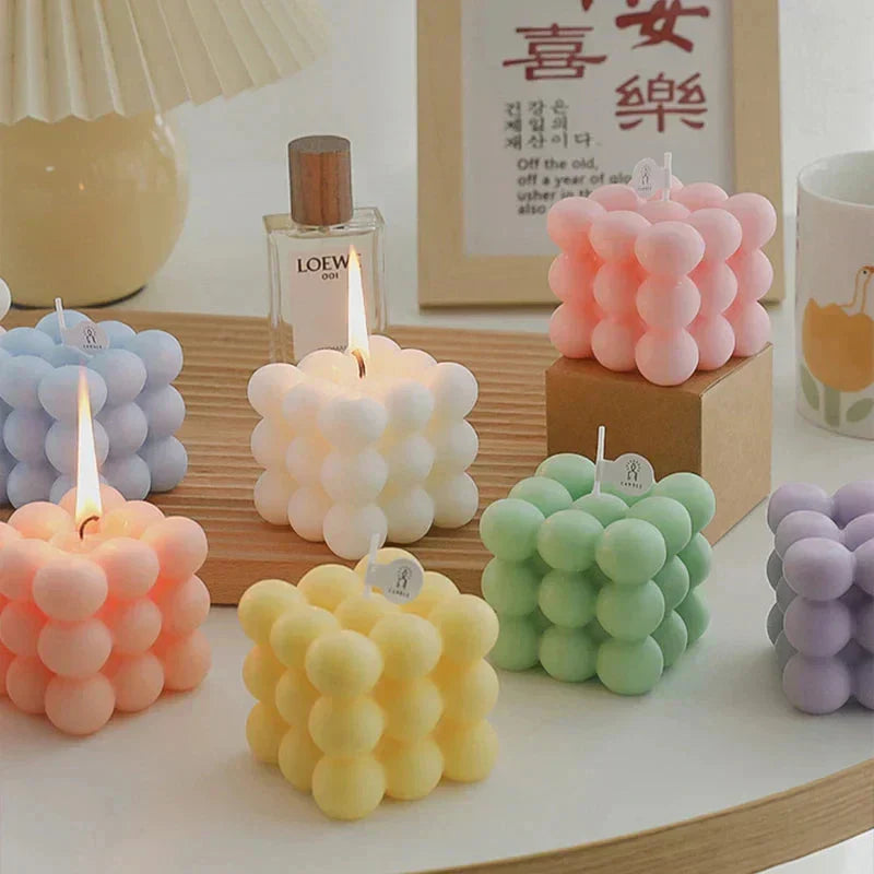 Vela Aromática de Soja Estilo Cubo de Bolhas para Decoração e Lazer